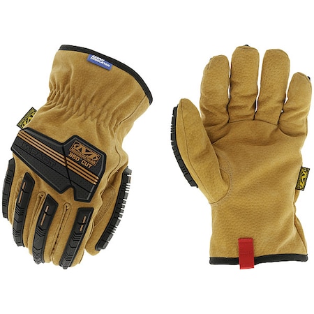 Mechanics Style Gloves, Leather Palm, M/9, Black/Tan, 1 PR