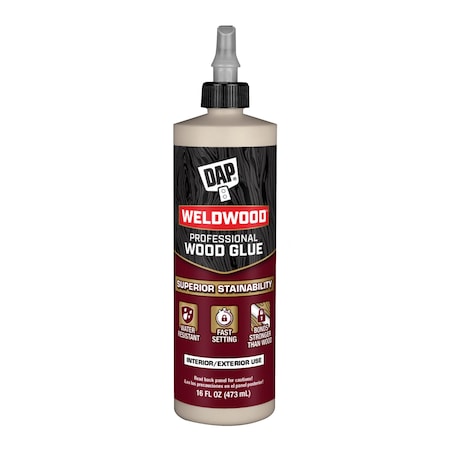 Professional Wood Glue, Weldwood Series, 16 fl oz, Bottle