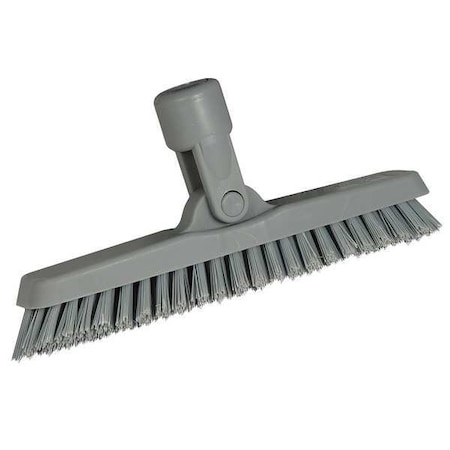 1 3/8 in W Swivel Corner Brush Head, Stiff, 56 in L Handle, 8 5/8 in L Brush, Gray, Not Applicable