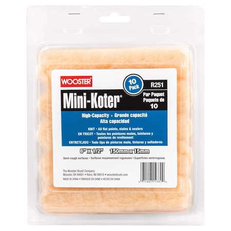 Paint Roller Cover,1/4" dia. Core,PK10