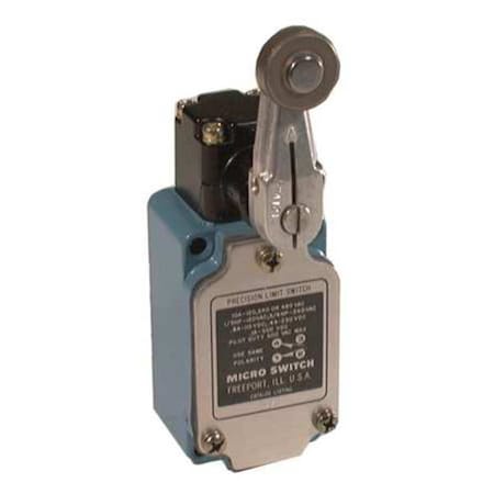 Limit Switch, Roller Lever, Rotary, 1NC/1NO, 10A at 480V AC, Actuator Location: Side