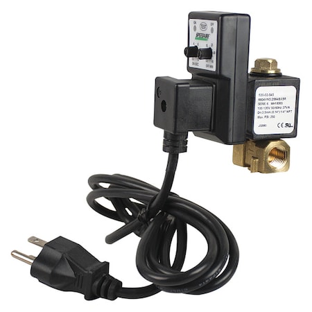 Valve, Timed Electric Auto Drain, 1/4 in Drain Size, 2.55 gpm Drain Rate, 0.5 sec to 45 min