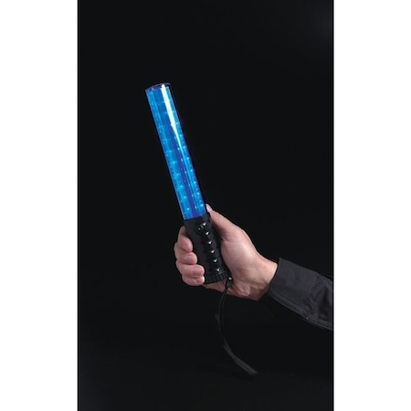LED Safety Baton, Red/Blue, Variable FPM, Magnetic Base