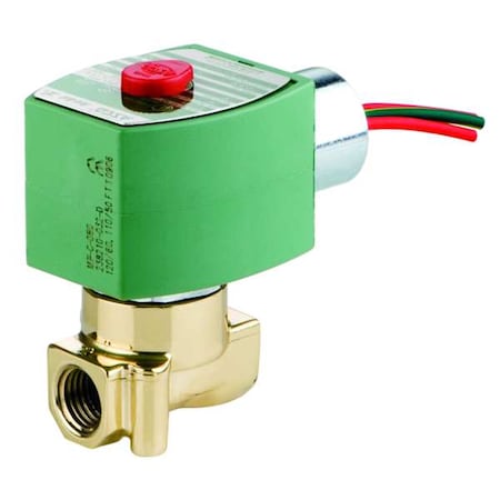 Solenoid Valve, 2-Way, 2-Position, Normally Closed, 1/4 in Pipe Size, 240V AC, High Flow, Brass