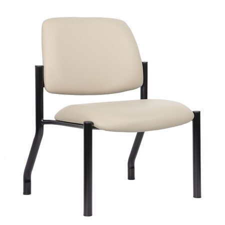 Patient Guest Chair - Armless - Beige Antimicrobial Vinyl - 400 lb Capacity