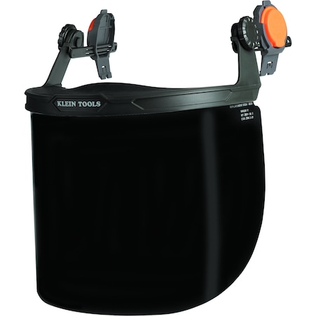 Face Shield, Gray Visor, Polycarbonate, Locking Mount Suspension