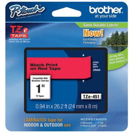 Label/Ribbon Cartridge, Red, Gloss, 1 in W
