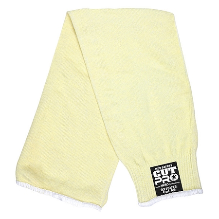 Cut-Resistant Sleeve: ANSI/ISEA Cut Level A6, 18 in Length, Yellow, Knit Cuff