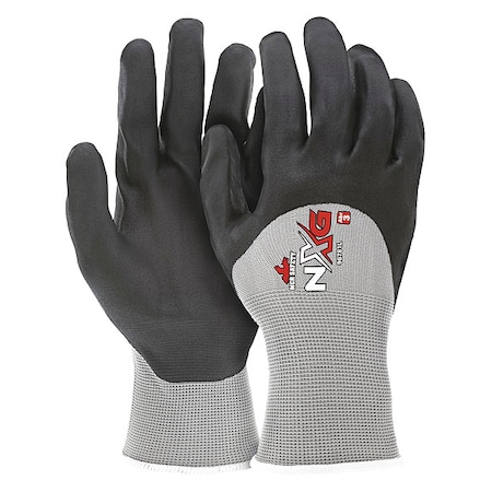 Coated Gloves, Foam Nitrile, Foam, 3/4 Dip, 0 Abrasion Level, Gray, M (8) 1 PR
