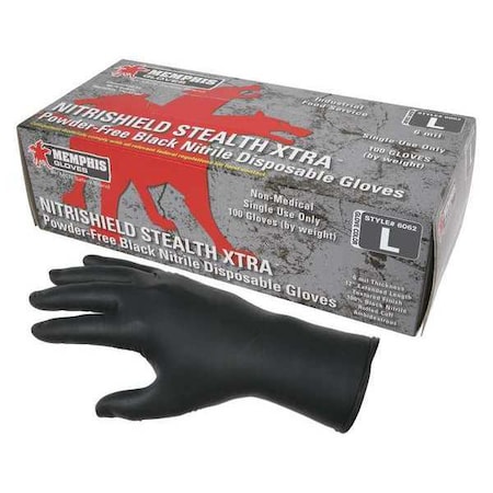 NitriShield 6062, Disposable Gloves, 6.00 to 6.99 mil Palm, Nitrile, Powder-Free, L (9), 100 PK