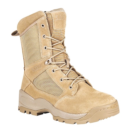 Military/Tactical Boot, Nylon Upper, Rubber Outsole, Plain Toe, Front Lace and Side Zipper, Coyote