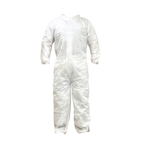 Disposable Coverallss, Collared, 4XL, PP SMS, Elastic Wrist, Elastic Ankle, Serged Seam, White