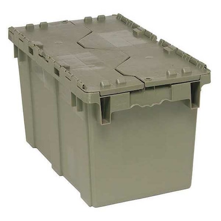 Attached Lid Container, 12.25 gal Volume Cap., 22 1/8 in L, 12 5/8 in W, 13 1/4 in H, Plastic, Gray