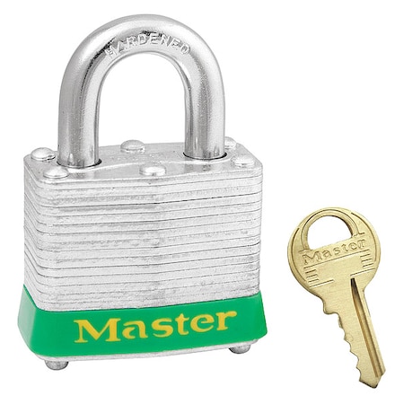 Lockout Padlock, Keyed Alike, Steel, Green, 3/4 in Shackle Height, 1 9/16 in Body Width