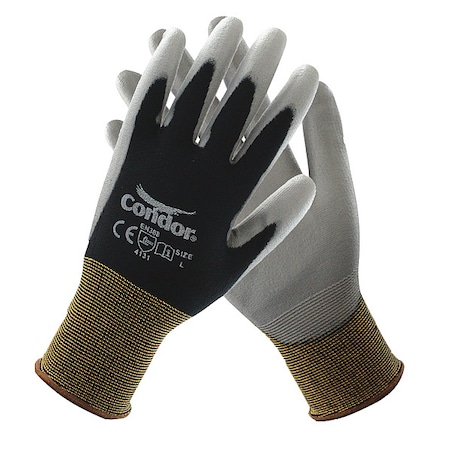 Coated Gloves, Palm Coverage, Polyurethane, Smooth, 13 ga., Abrasion Level 3, XL, 1 PR