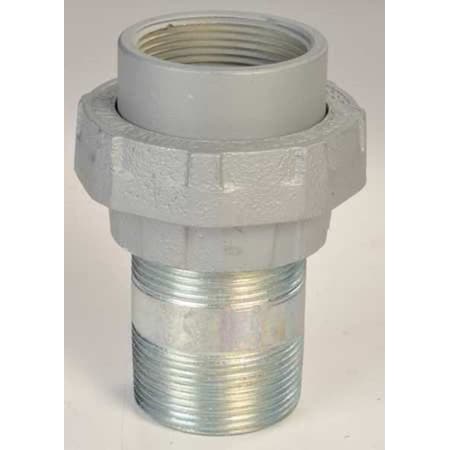 Rigid Union, 2 in, Threaded, Malleable Iron, Powder Coated, Silver