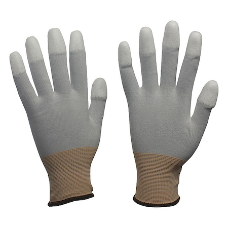 Coated Gloves, Polyurethane, Smooth, Fingertips, 1 Abrasion Level, White, XL (10) 1 PR