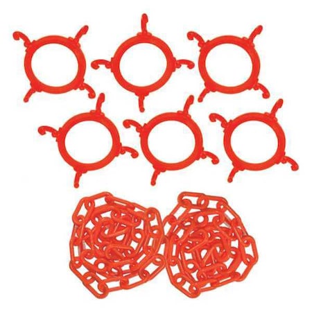 Plastic Chain Kit for Plastic Chain Barrier, Orange, 6 39/50 in Length, Gloss