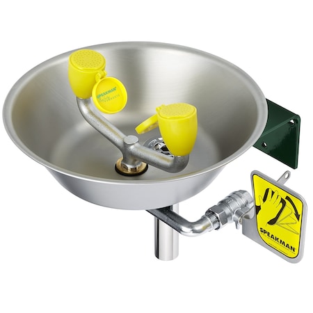 Eye/Face Wash Station, Wall Mount, Wall Mounted, 11.5 H., 14.875 W