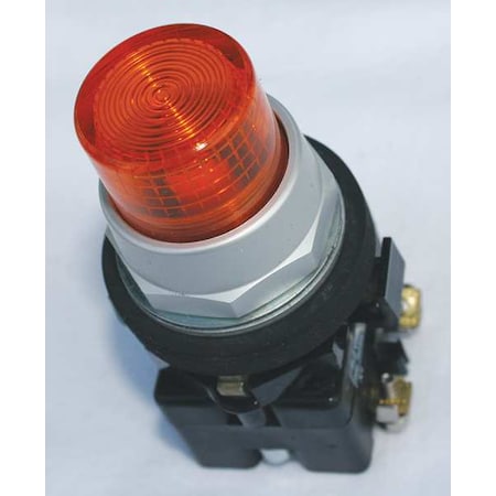 Pilot Light Lens,30mm,Amber,Plastic