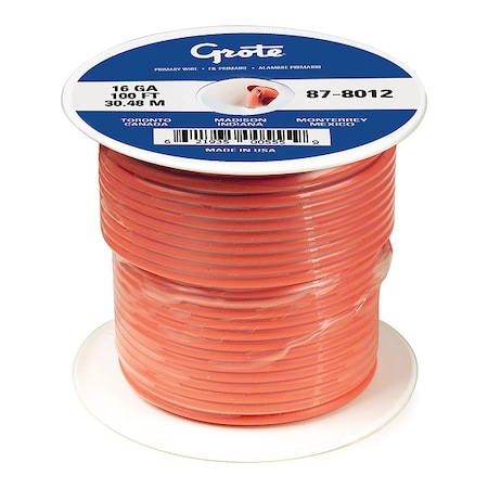 Automotive Cable, 16 AWG, Orange, 100 ft
