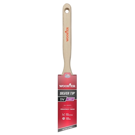 1-1/2" Angle Sash Soft, Silver CT Polyester Bristle, Paint Brush, Wood Handle