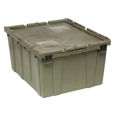 Attached Lid Container, 29.92 gal Volume Cap., 28 1/8 in L, 20 5/8 in W, 15 5/8 in H, Plastic, Gray