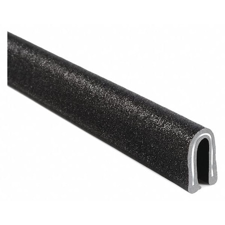Edge Trim, PVC, Aluminum, 25 ft Length, 3/8 in Overall Width, Style: Rubber Look