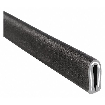 Edge Trim, PVC, Aluminum, 100 ft Length, 5/16 in Overall Width, Style: Rubber Look