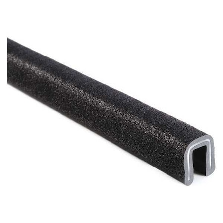 Edge Trim, PVC, Aluminum, 250 ft Length, 3/8 in Overall Width, Style: Rubber Look