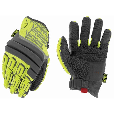 M-Pact(R) Mechanics Gloves, Synthetic Leather Palm, 9, High-Visibility Yellow