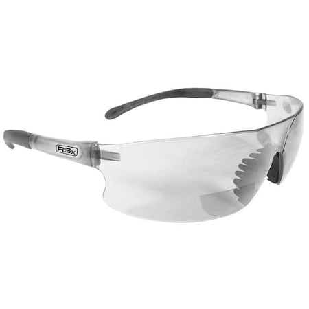 Rad-Sequel RSx(TM) Reader Safety Glasses, Clear Wraparound Frame, 2.5 Diopter, Clear Lens