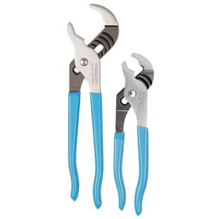 2 Piece Plastic Grip Tongue and Groove Plier Set Dipped Handle