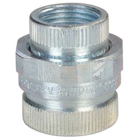 Rigid Union, 1/2 in, Threaded, Steel, Electro Zinc Plated, Silver