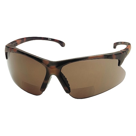 V60 30-06 RX Reader Safety Glasses, Black Wraparound Frame, 2.5 Diopter, Brown Lens, Universal