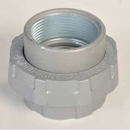Rigid Union, 3 in, Threaded, Malleable Iron, Powder Coated, Silver