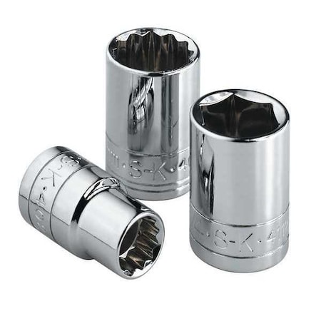 3/8 " Drive, 1/4" SAE, Socket, 12-Points, Chrome, 1/4 in