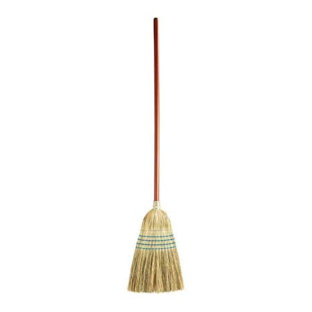 12 1/2 in Sweep Face Corn Broom, Stiff, Natural, Blue