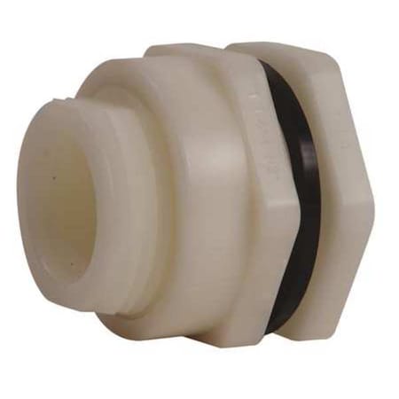 Bulkhead Fitting, 1-1/2", PP/EPDM, FPT x FPT
