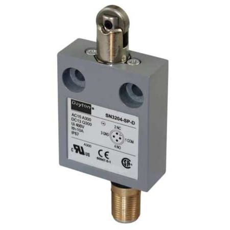 Limit Switch, Plunger, Roller, SPDT, 10A at 300V AC, Actuator Location: Top