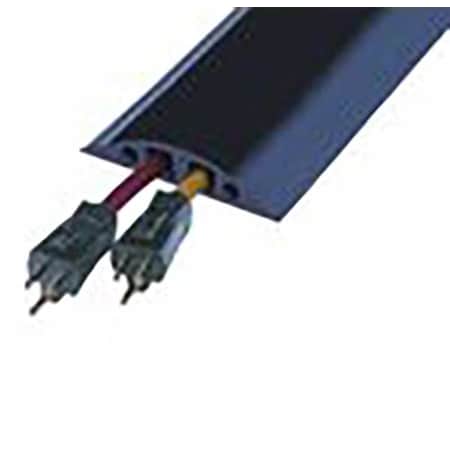 Cable Protector, 1-1/8 in H, 5 ft L, 5-3/4 in W, 2 Channel, Rubber, Black