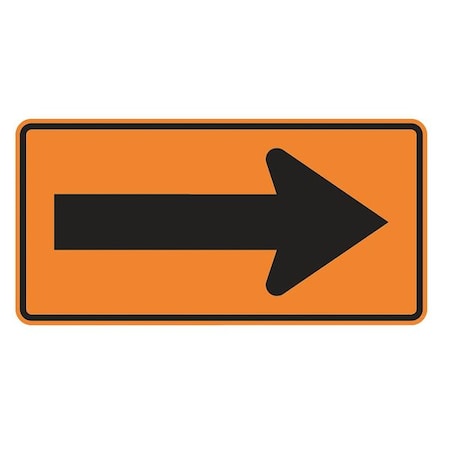 Arrow Traffic Sign, 24 in Height, 48 in Width, Aluminum, Horizontal Rectangle, No Text