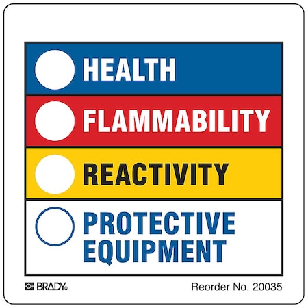 Label, HMIG, Polyester, 3 7/8 in W, 3 7/8 in H