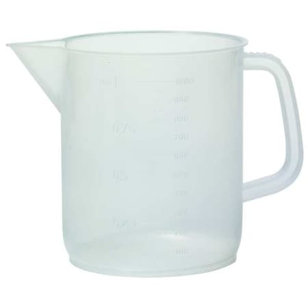 Beaker, Polypropylene, Low Form with Handle, 2 L / 67.62 fl oz Capacity, Not Rated Not Applicable