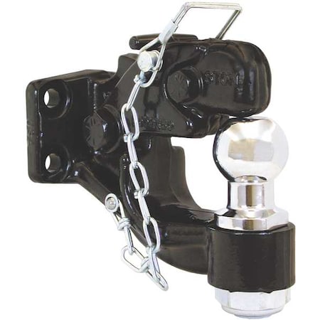 Pintle Hook and Ball, Bolt On, 12,000 lb Gross Vehicle Wt Capacity, 2 in Ball Dia