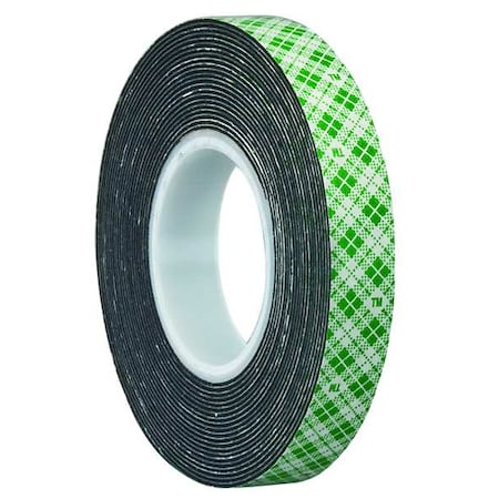 Double-Sided Foam Tape, 1/2 in W, 5 yd L, 1/32 in, Polyurethane Foam, Double-Sided