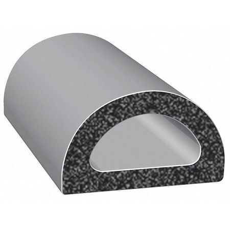 Rubber Seal, D-Shaped, 0.75"W x 25 ft.