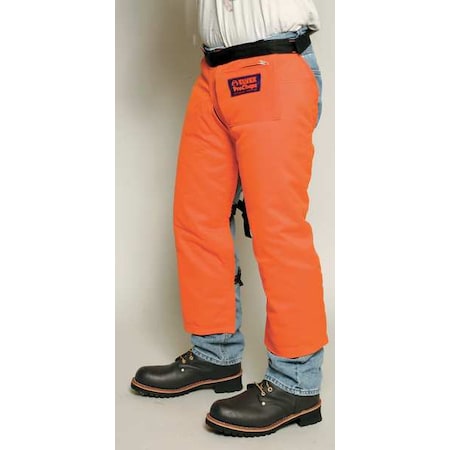 Chainsaw Chaps, Orange, Nylon, 33 in Length