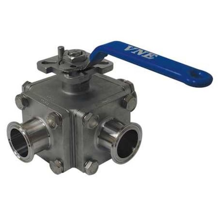 1-1/2" Clamp Stainless Steel Sanitary Ball Valve 3-Way