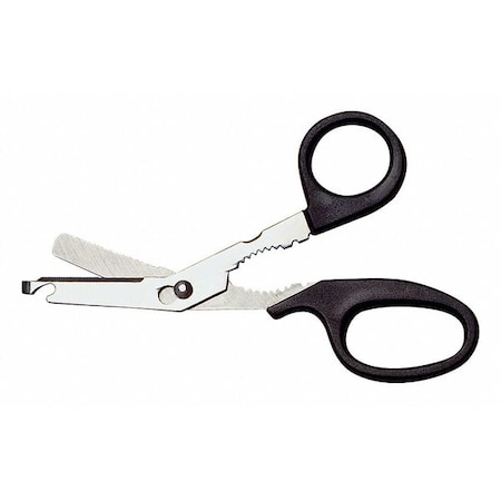Multipurpose Shear, Hardened Stainless Steel, 7-1/4" L, Black, Holster